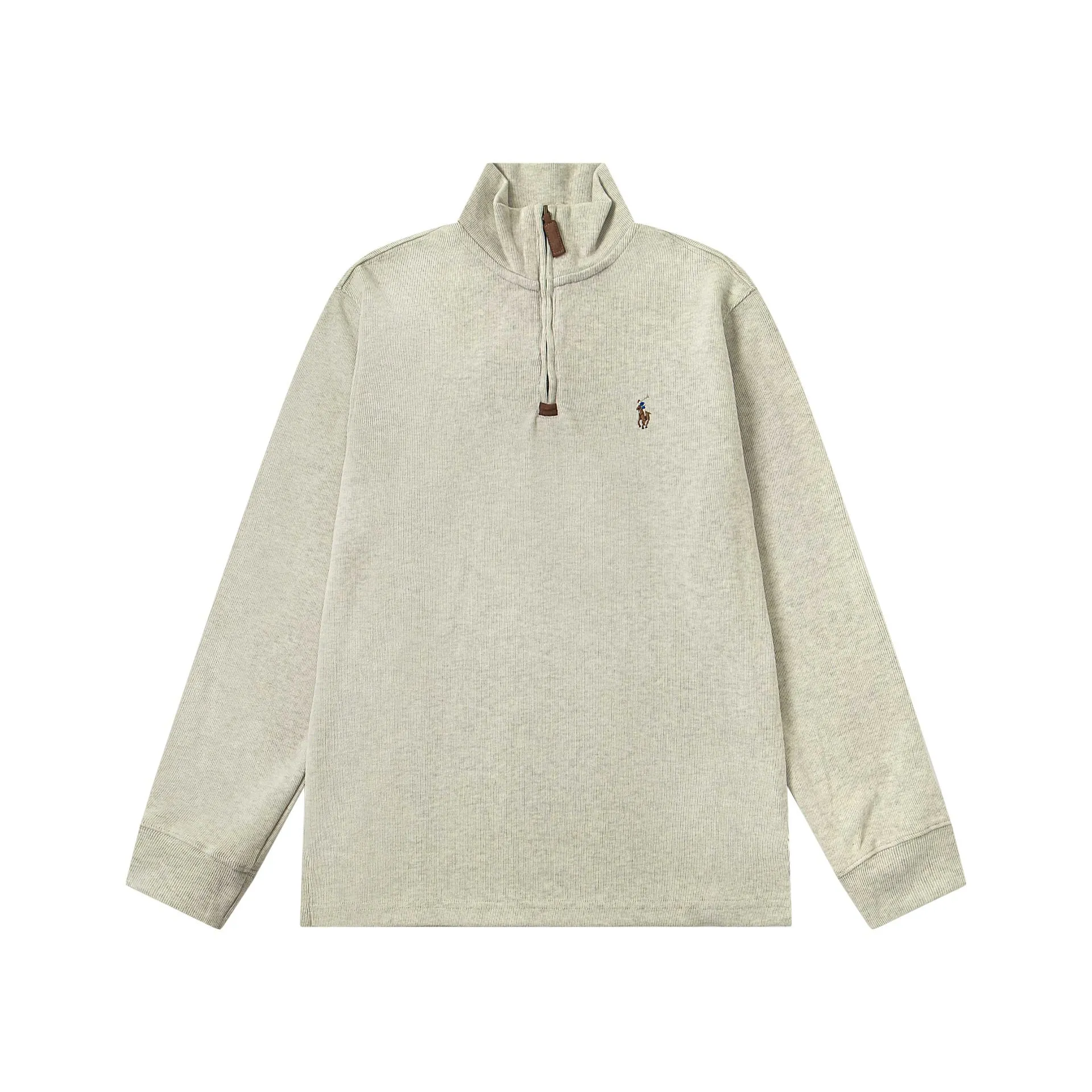 🅿️260 new model number: B143 Ralph Lauren's new half-zip sweatshirt top with colorful logo embroidery on the chest 1️⃣ Developed using original fabric, the fabric properties are similar to wool, soft and light to the touch, and has good wrapping and elasticity! 2️⃣The iconic embroidery design style on the chest is very youthful and energetic, and can be easily worn by both men and women. It is very in line with the fashion aesthetic concepts of today's young people! 3️⃣Simple style, comfortable to wear, same style for men and women, a must-have for couples! 4️⃣Full set of customized accessories, complete with three standards Color: gray, beige Size: S, M, L, XL